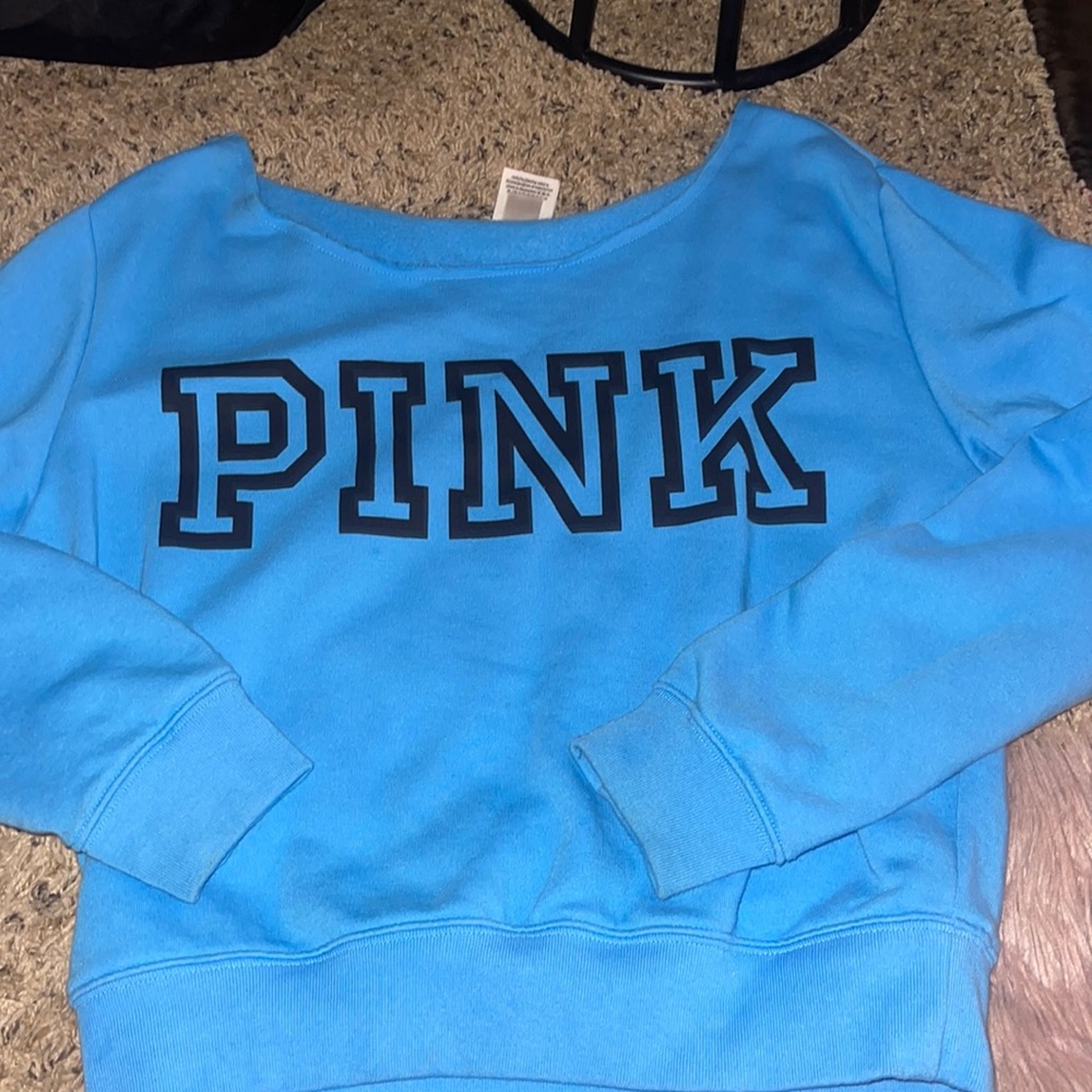Victoria’s Secret, Pink Brand, Blue Cropped Fleece, Off the shoulder Sweater!!